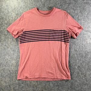 Uniqlo Slub Cotton Striped Chest Panel Tee Shirt / Mens L Large / Pink Pocket UT